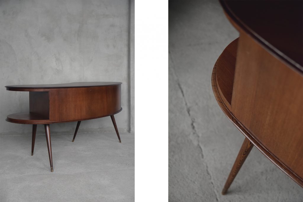 Mid-Century Modern Wenge Organic-Shaped Boomerang Custom Desk, 1960s