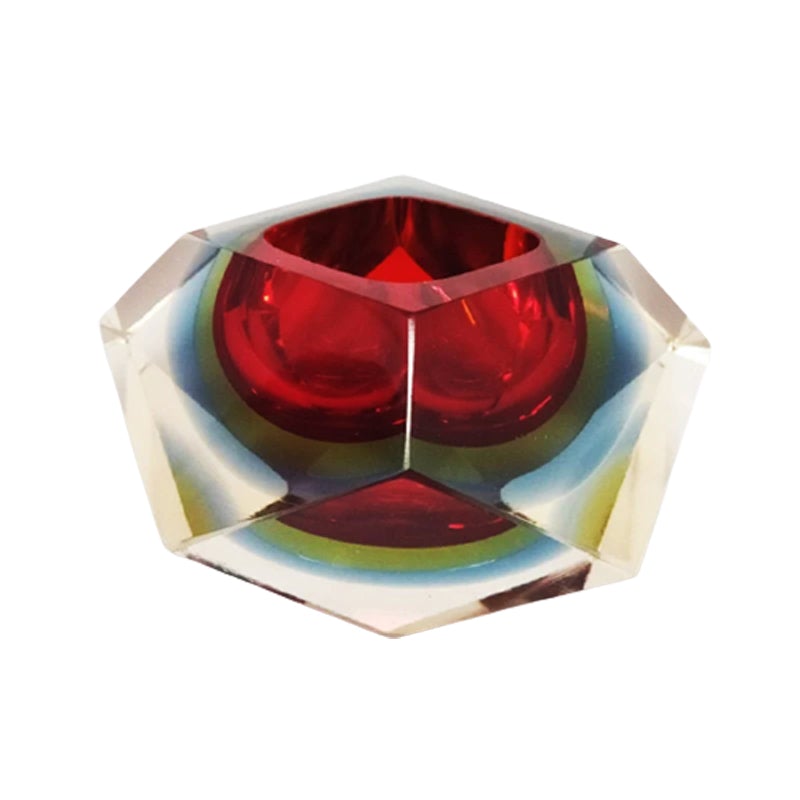 1960s Astonishing red and blue ashtray or catchall by Flavio Poli for Seguso