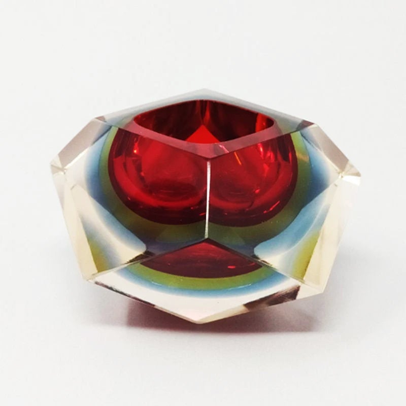 1960s Astonishing red and blue ashtray or catchall by Flavio Poli for Seguso