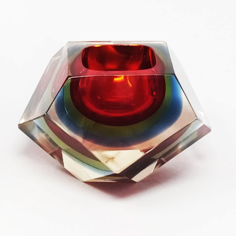 1960s Astonishing red and blue ashtray or catchall by Flavio Poli for Seguso