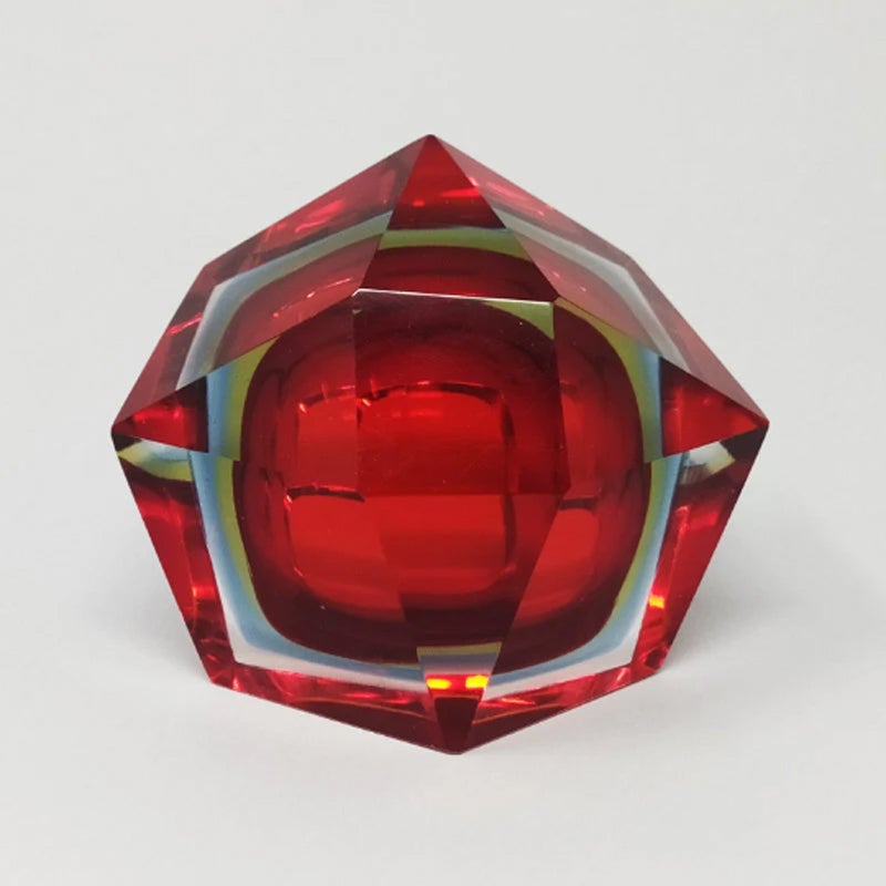 1960s Astonishing red and blue ashtray or catchall by Flavio Poli for Seguso