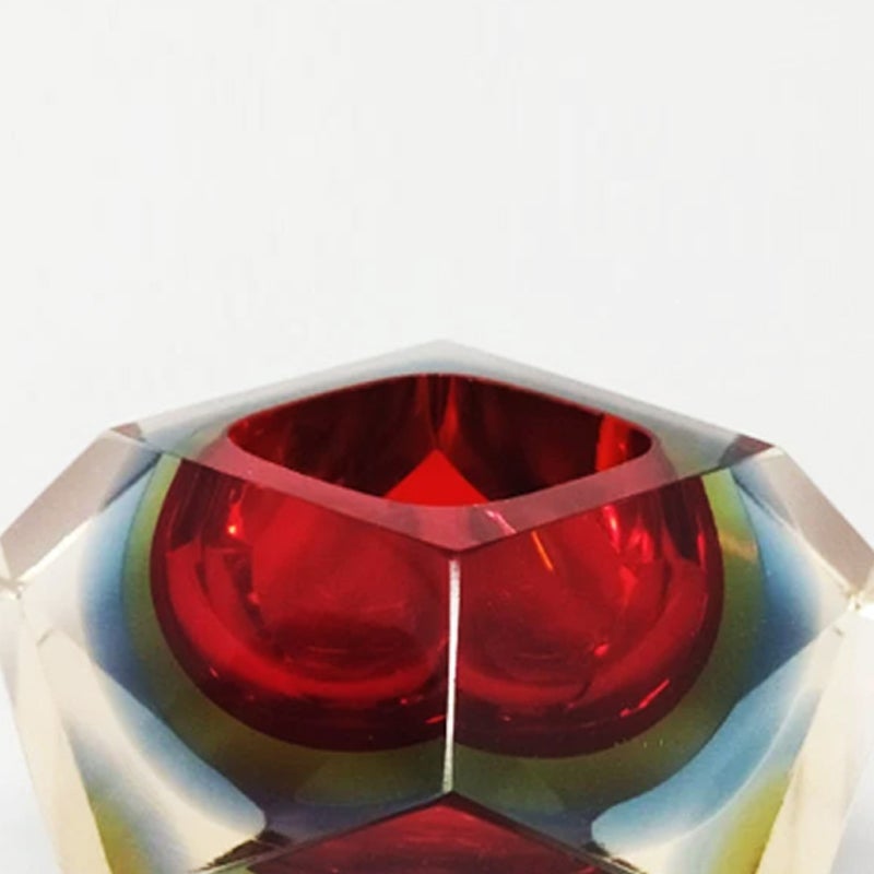 1960s Astonishing red and blue ashtray or catchall by Flavio Poli for Seguso