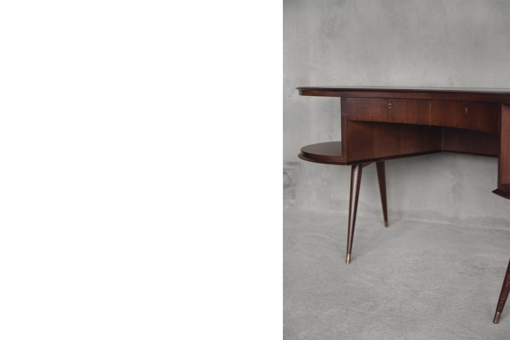 Mid-Century Modern Wenge Organic-Shaped Boomerang Custom Desk, 1960s