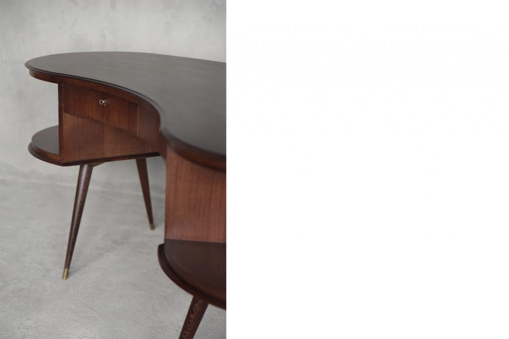 Mid-Century Modern Wenge Organic-Shaped Boomerang Custom Desk, 1960s