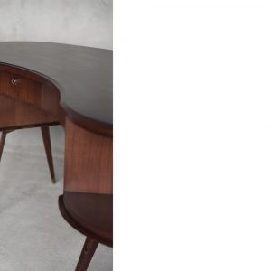 Mid-Century Modern Wenge Organic-Shaped Boomerang Custom Desk, 1960s