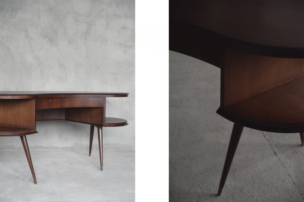 Mid-Century Modern Wenge Organic-Shaped Boomerang Custom Desk, 1960s