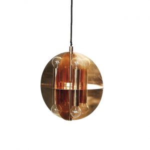 Copper Gold Pendant Lamp with 8 Lights, 1970s