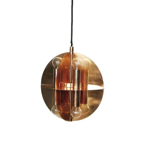 Copper Gold Pendant Lamp with 8 Lights, 1970s