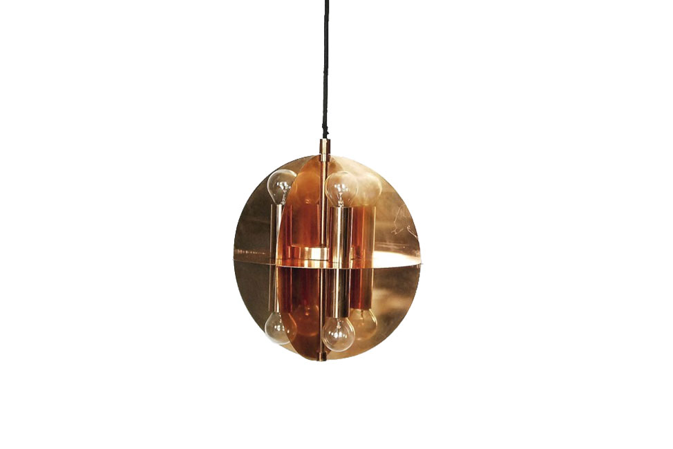 Copper Gold Pendant Lamp with 8 Lights, 1970s