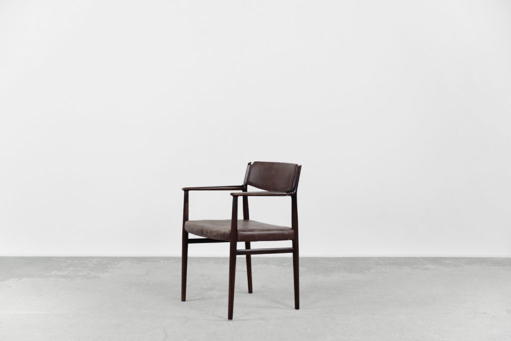 Vintage Mid-Century Modern Brown Leather Executive Chair by Arne Vodder, 1960s.