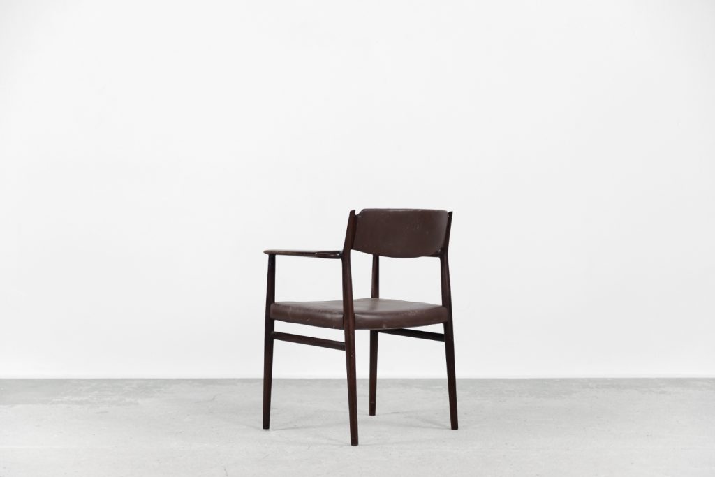 Vintage Mid-Century Modern Brown Leather Executive Chair by Arne Vodder, 1960s.