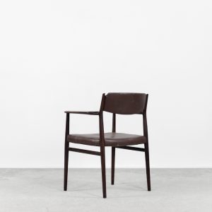 Vintage Mid-Century Modern Brown Leather Executive Chair by Arne Vodder, 1960s.