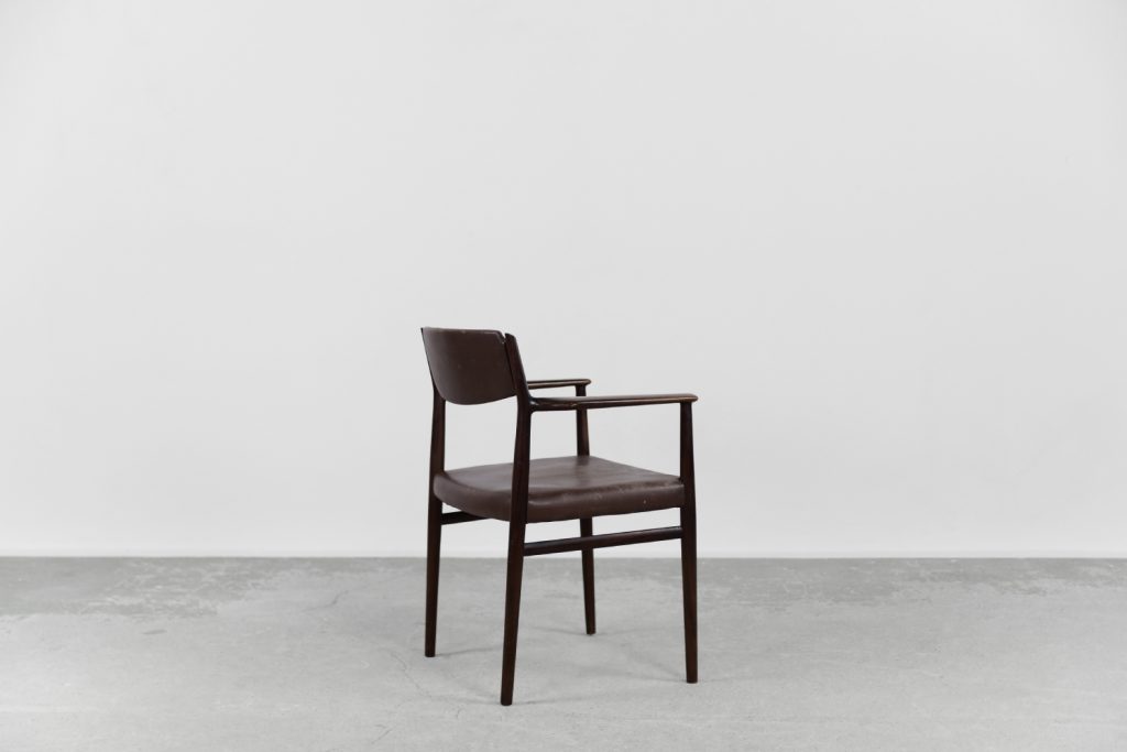 Vintage Mid-Century Modern Brown Leather Executive Chair by Arne Vodder, 1960s.