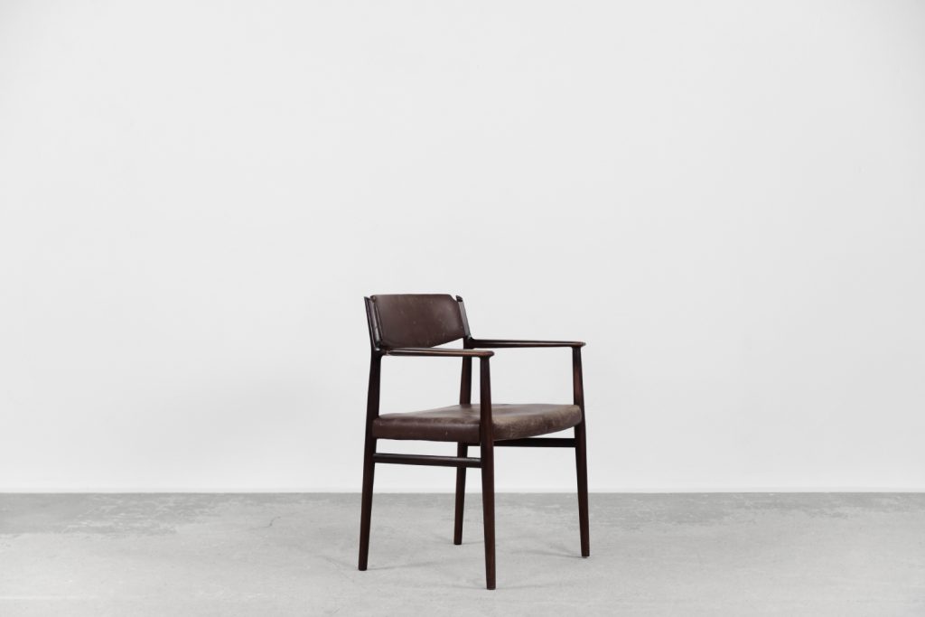 Vintage Mid-Century Modern Brown Leather Executive Chair by Arne Vodder, 1960s.