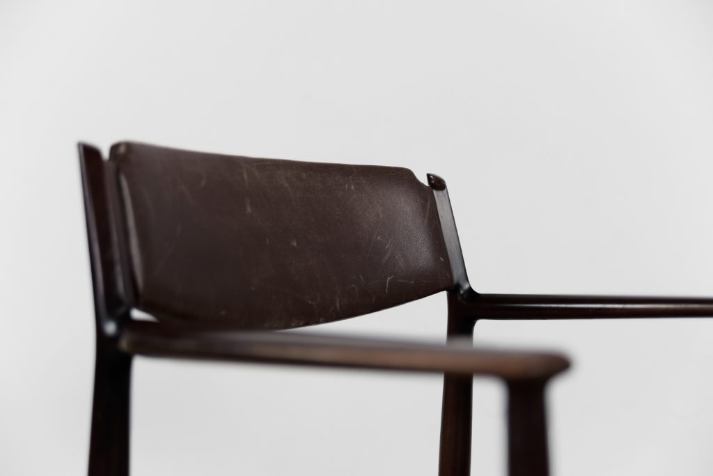 Vintage Mid-Century Modern Brown Leather Executive Chair by Arne Vodder, 1960s.