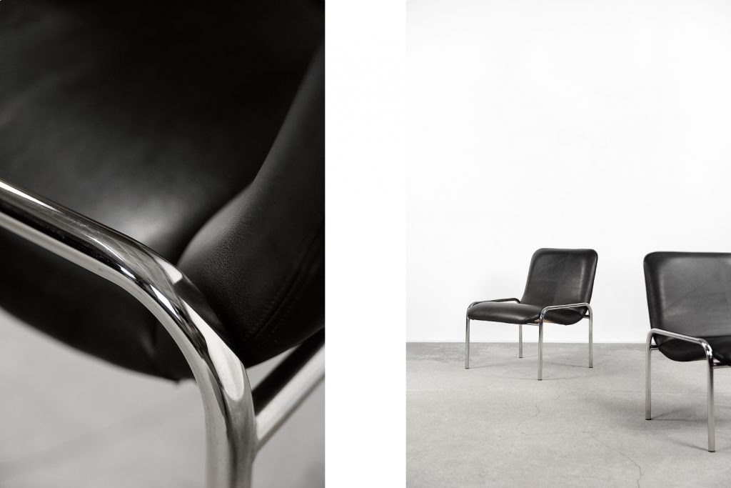Vintage Minimalist Chrome Armchair from Thonet, 1970s., Set of 2