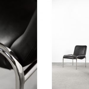 Vintage Minimalist Chrome Armchair from Thonet, 1970s., Set of 2