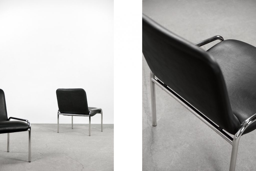 Vintage Minimalist Chrome Armchair from Thonet, 1970s., Set of 2