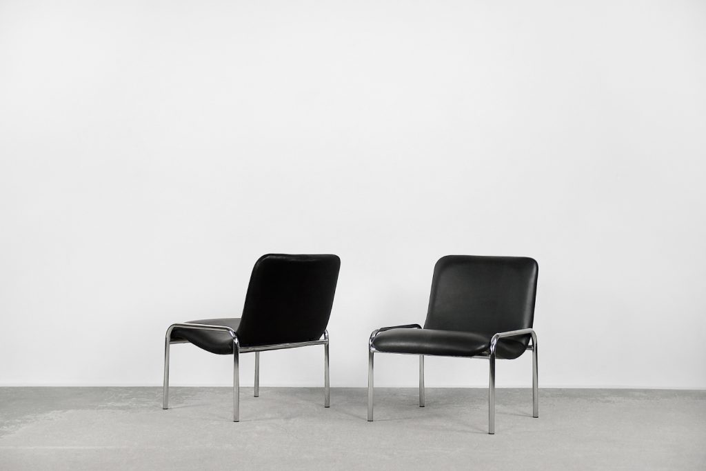 Vintage Minimalist Chrome Armchair from Thonet, 1970s., Set of 2