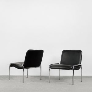 Vintage Minimalist Chrome Armchair from Thonet, 1970s., Set of 2