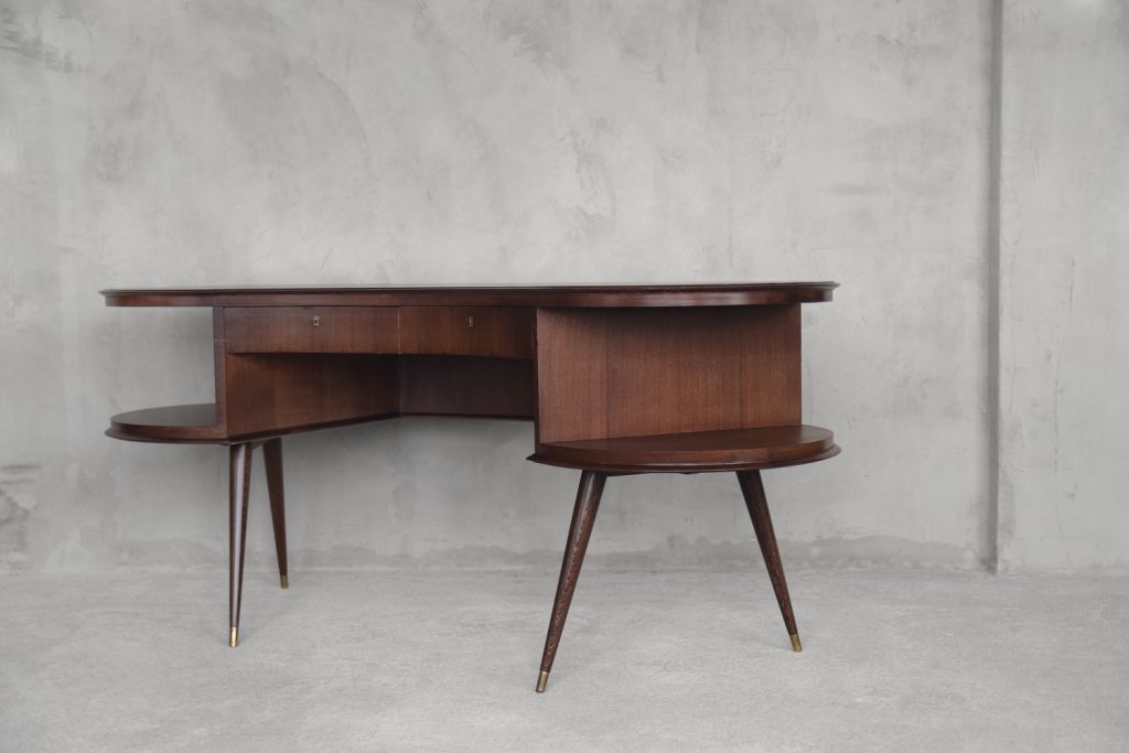 Mid-Century Modern Wenge Organic-Shaped Boomerang Custom Desk, 1960s