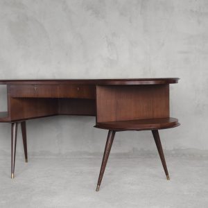 Mid-Century Modern Wenge Organic-Shaped Boomerang Custom Desk, 1960s