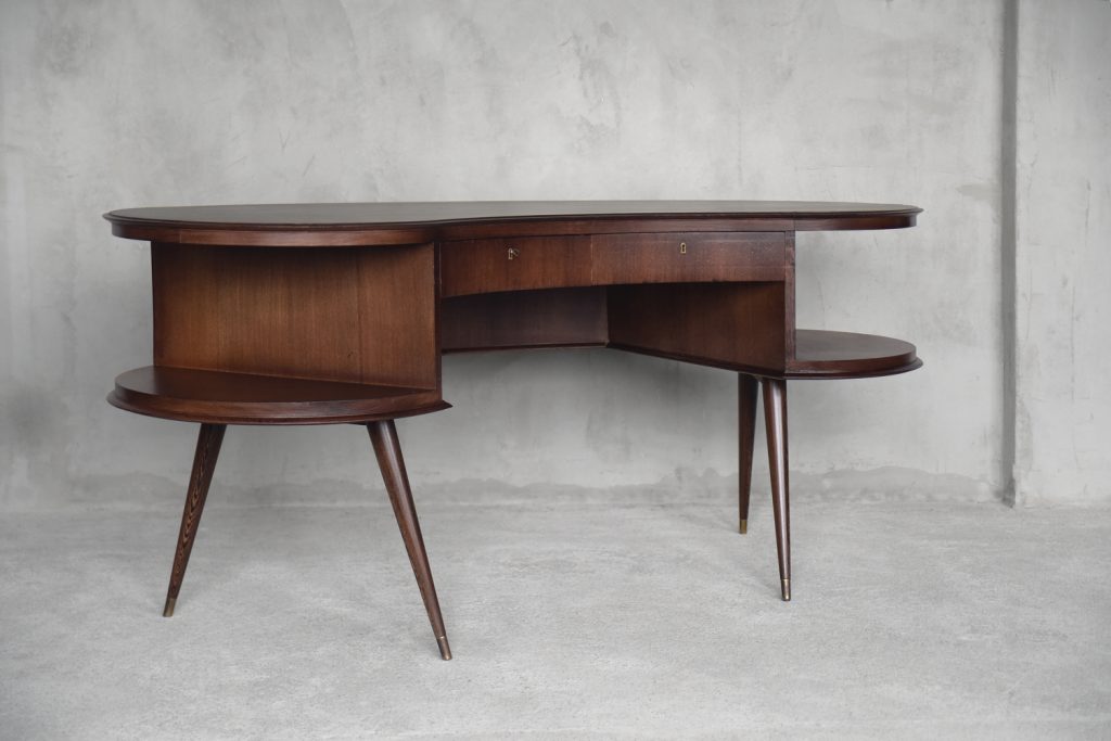 Mid-Century Modern Wenge Organic-Shaped Boomerang Custom Desk, 1960s