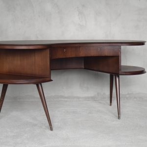 Mid-Century Modern Wenge Organic-Shaped Boomerang Custom Desk, 1960s