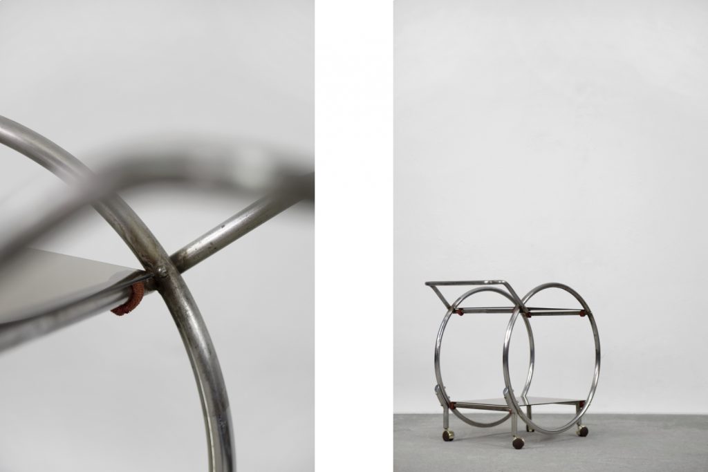 Vintage Art Déco Chrome and Glass Round Bar Cart, 1930s