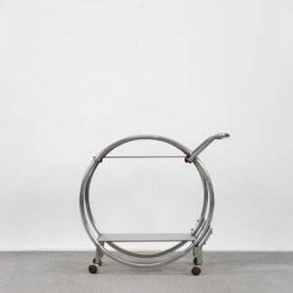 Vintage Art Déco Chrome and Glass Round Bar Cart, 1930s
