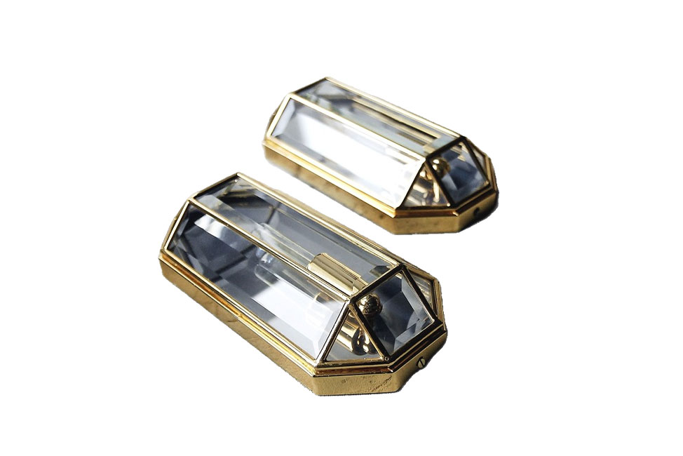 Geometric Mid-Century Modern Sconces in Brass, 1970s
