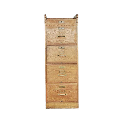 Industrial Oak Filing Cabinet, 1920s