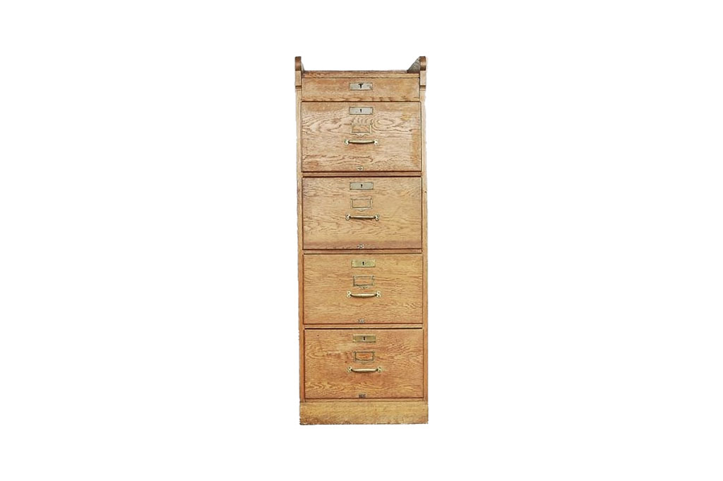 Industrial Oak Filing Cabinet, 1920s