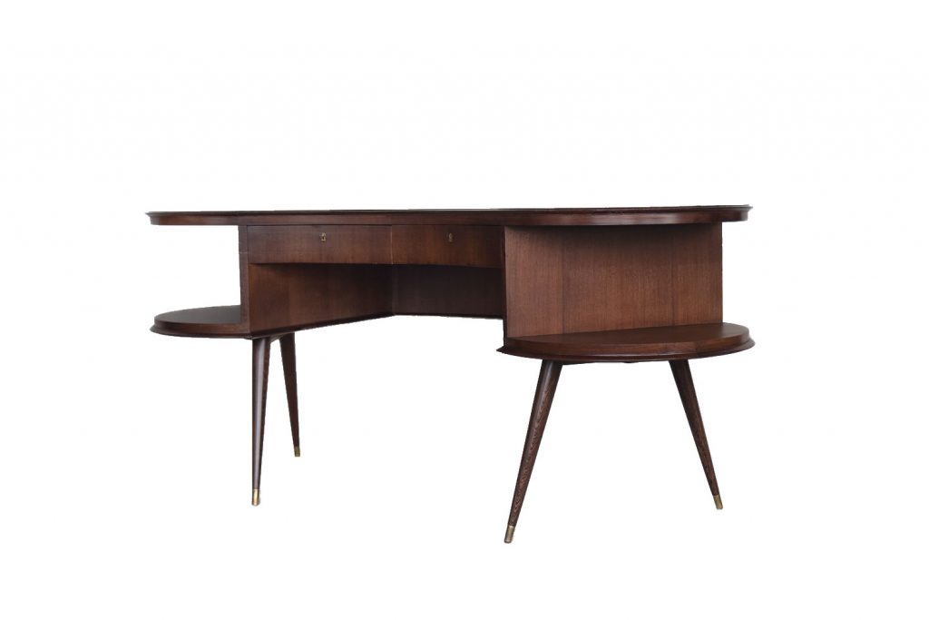 Mid-Century Modern Wenge Organic-Shaped Boomerang Custom Desk, 1960s