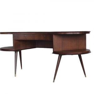 Mid-Century Modern Wenge Organic-Shaped Boomerang Custom Desk, 1960s