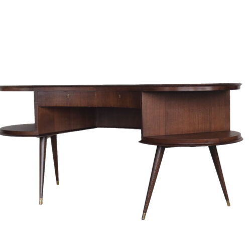Mid-Century Modern Wenge Organic-Shaped Boomerang Custom Desk, 1960s