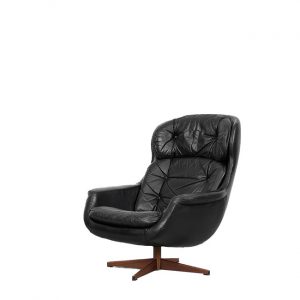 Swedish Modernist Leather Swivel Lounge Chair from Selig Imperial, 1970s