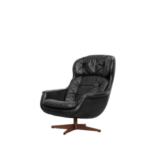 Swedish Modernist Leather Swivel Lounge Chair from Selig Imperial, 1970s