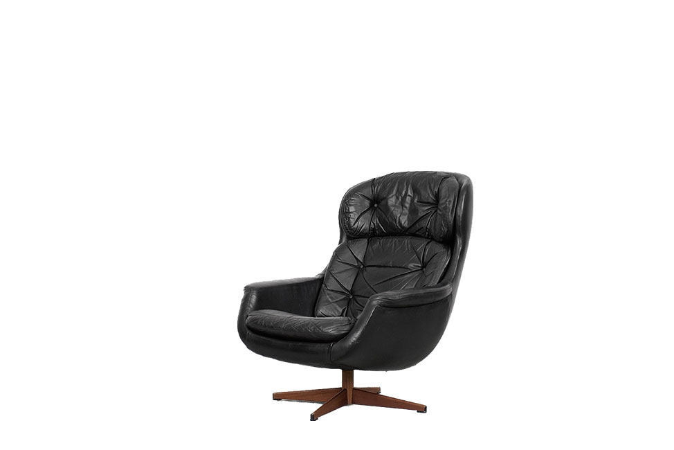 Swedish Modernist Leather Swivel Lounge Chair from Selig Imperial, 1970s