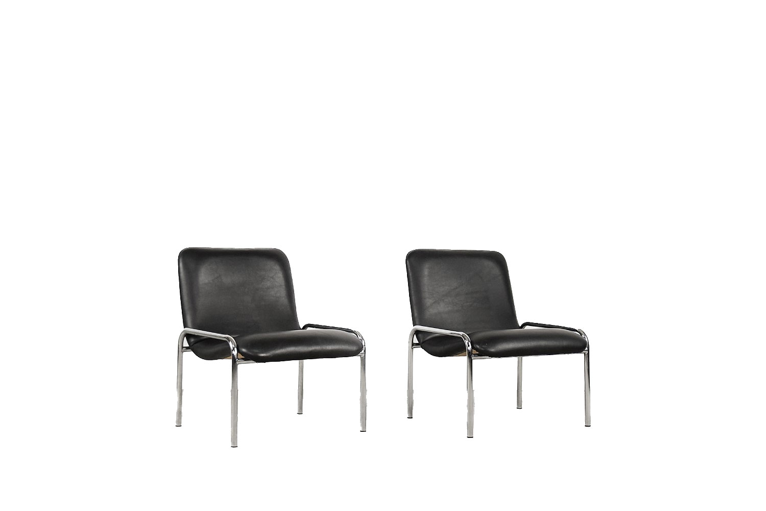 Vintage Minimalist Chrome Armchair from Thonet, 1970s., Set of 2