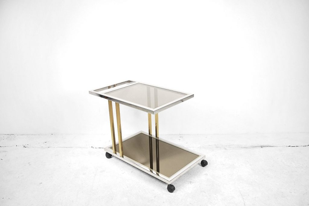 Belgian Gilded Bar Cart from Belgo Chrom, 1970s