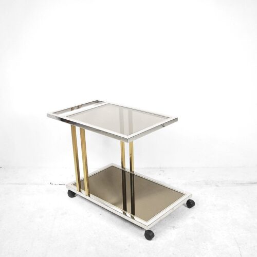 Belgian Gilded Bar Cart from Belgo Chrom, 1970s
