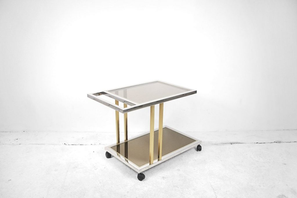 Belgian Gilded Bar Cart from Belgo Chrom, 1970s