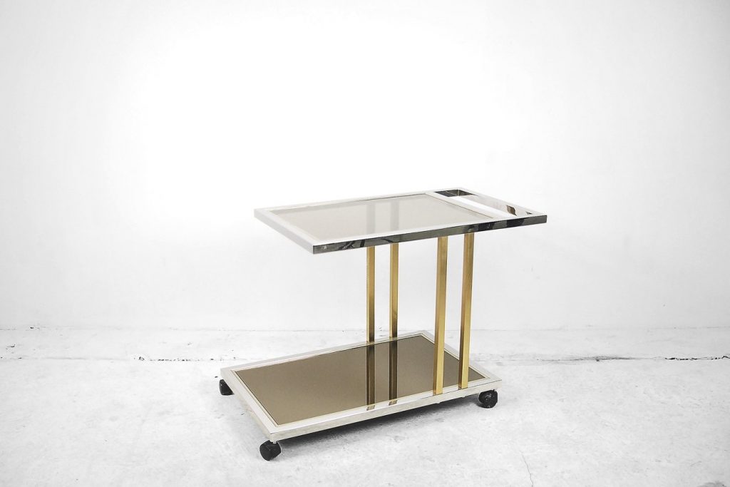 Belgian Gilded Bar Cart from Belgo Chrom, 1970s