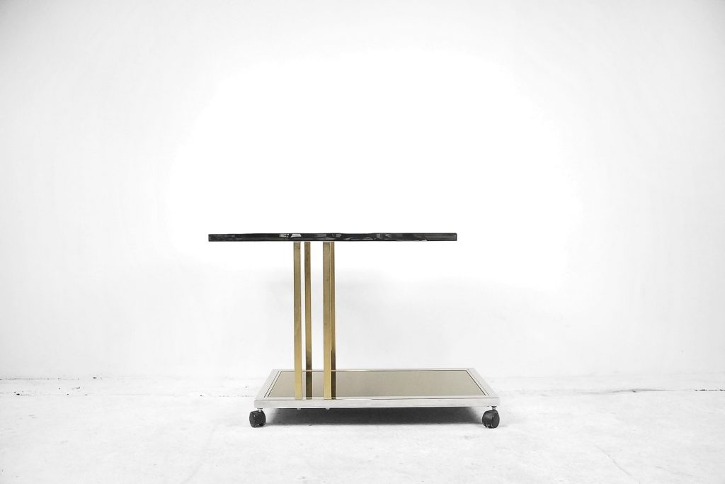 Belgian Gilded Bar Cart from Belgo Chrom, 1970s