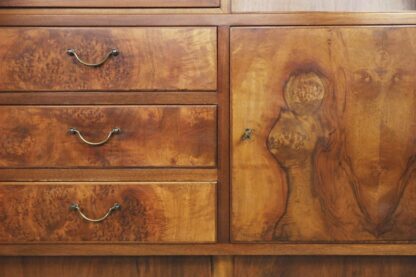 Walnut and Burl Swedish Buffet with Glass Vitrine, 1940s - Image 15