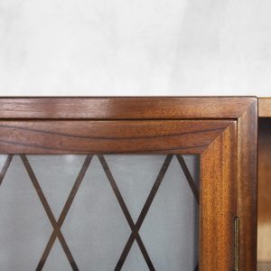 Walnut and Burl Swedish Buffet with Glass Vitrine, 1940s