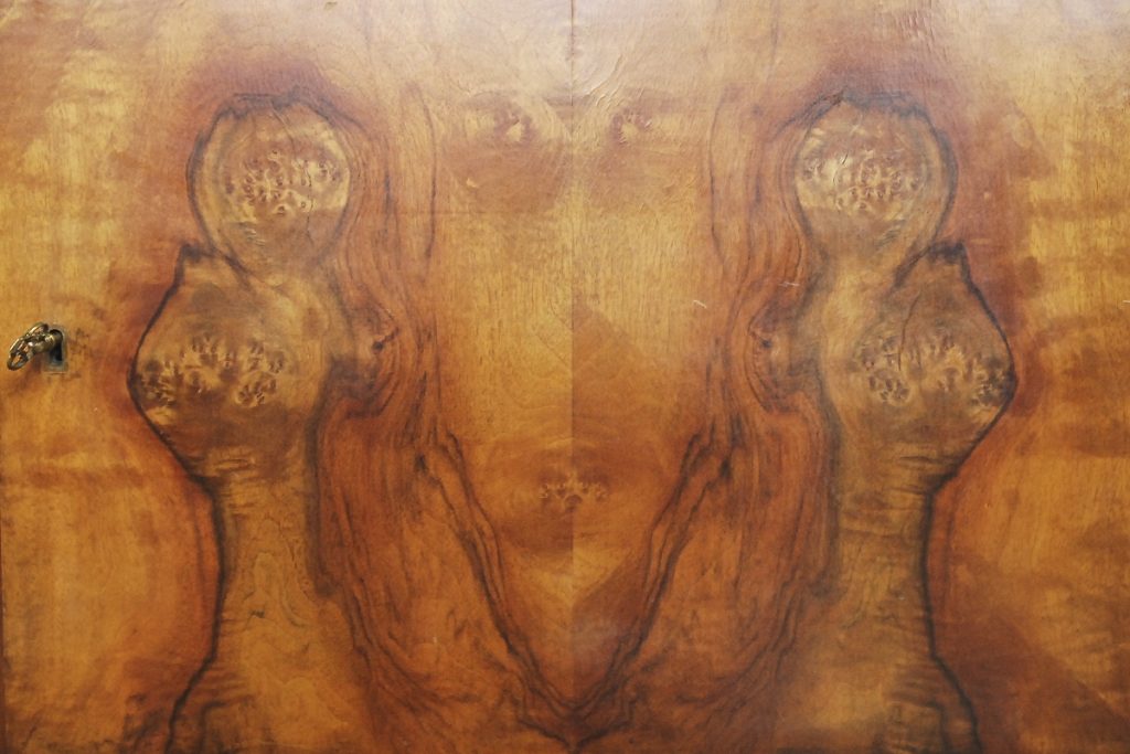 Walnut and Burl Swedish Buffet with Glass Vitrine, 1940s