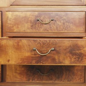 Walnut and Burl Swedish Buffet with Glass Vitrine, 1940s