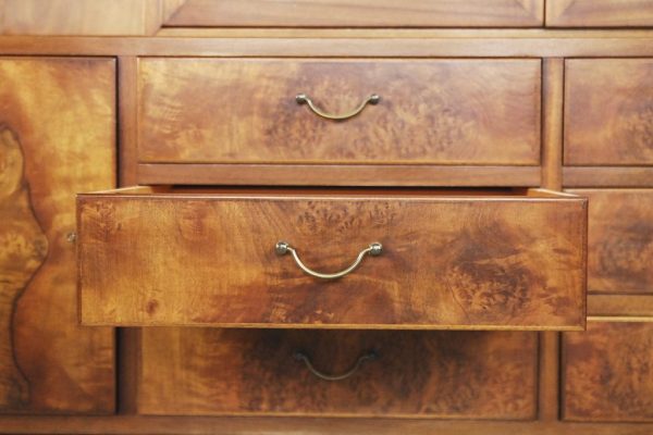Walnut and Burl Swedish Buffet with Glass Vitrine, 1940s - Image 17